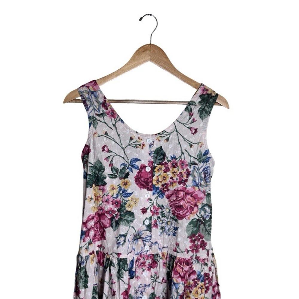Vintage Brights Creek Dress Floral Cottagecore Tea Party Size 8 White Pink - Picture 2 of 8